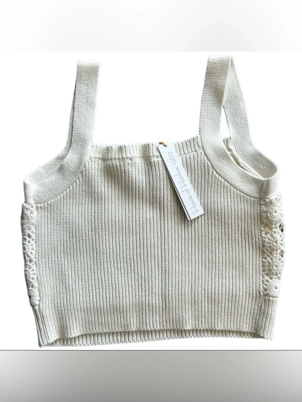 House Of Harlow Crochet Knit 2 Piece Set Ivory Boho Resort Skirt Set NWT - Picture 4 of 12